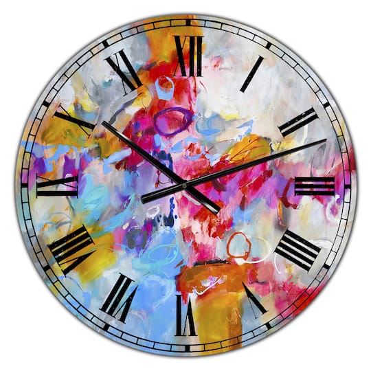 Designart Blue And Yellow Color Spatters IV Wall Clock